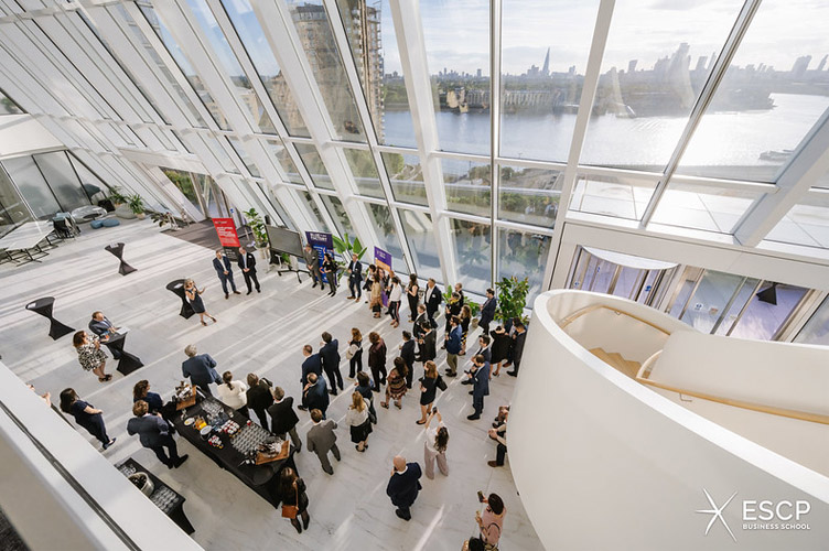 Guests gather for speeches in the stunning Société Générale atrium 