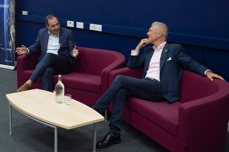 Picture: Prof. Kamran Razmdoost and Andreas Utermann in discussion during the C-suite Talks: The European Way event at ESCP London Campus