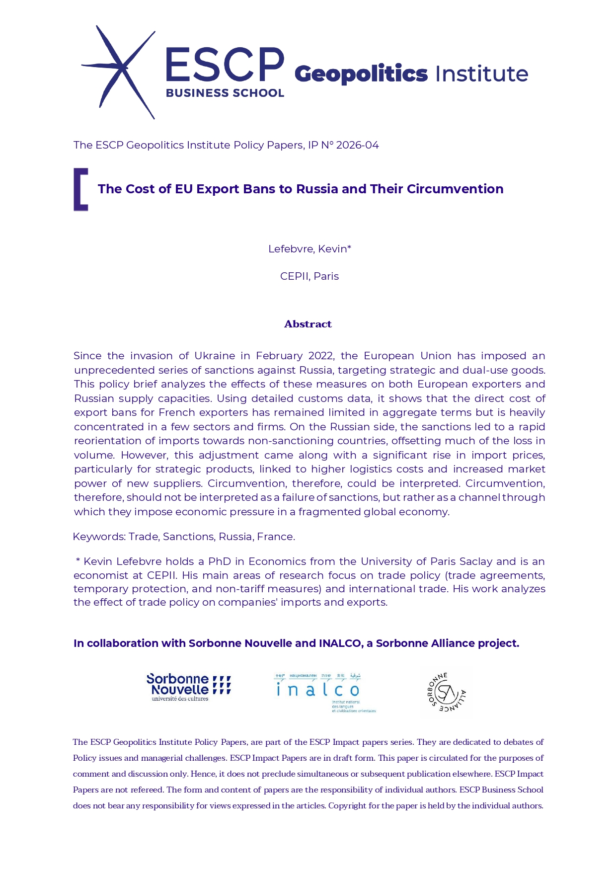 The Cost of EU Export Bans to Russia and Their Circumvention
