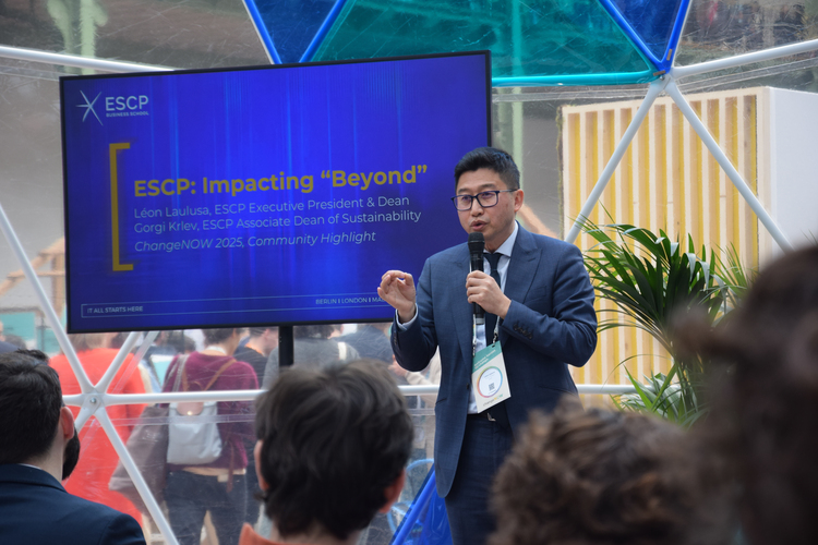 “Prof. Léon Laulusa, Executive President and Dean of ESCP opens ChangeNOW Community Highlight event”