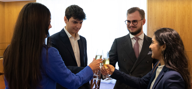 Winners of the ESCP Dean's Award: from left to right Farah Houari, Bautista Aguirre Celiz, David Kurzmann, Hemisha Newaj