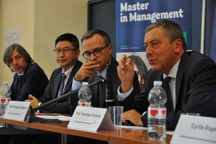 Francesco Profumo, Francesco Rattalino,  Léon Laulusa and Daniele Livon during the press conference.
