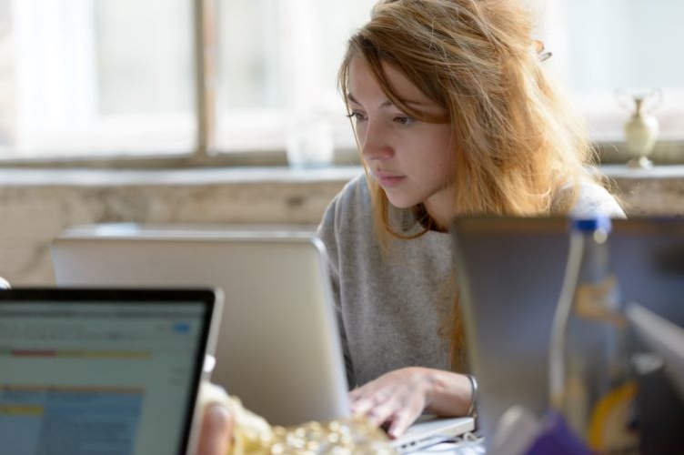 Young woman studying
