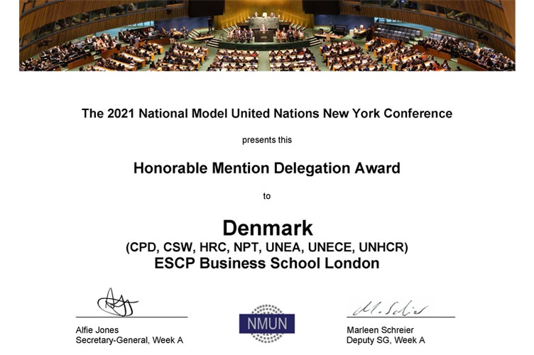 ESCP London Campus Students Win Award at National Model United Nations New York Conference  
