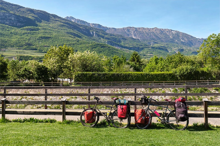 Two bicycles on a wooden fence