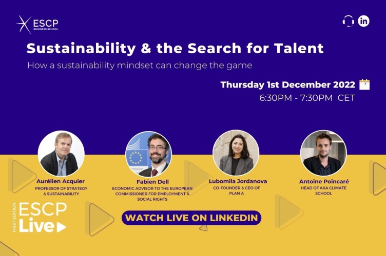 Let's talk sustainability & the search for talent! schedule image, December 1st, from 6:30PM to 7:30PM CET