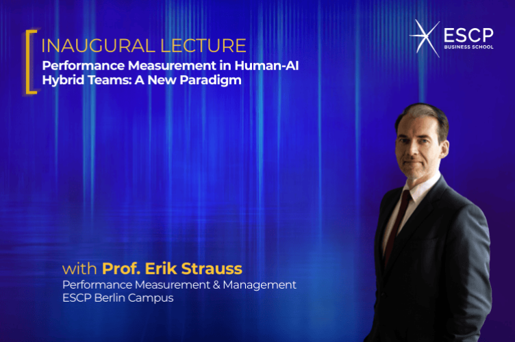 A photo of Prof. Erik Strauss, along with information about his Inaugural Lecture at ESCP in October 2025