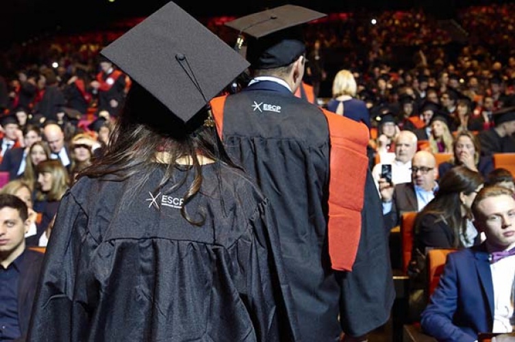 ESCP students receiving their diplomas during the 2019 Master in Management graduation ceremony.