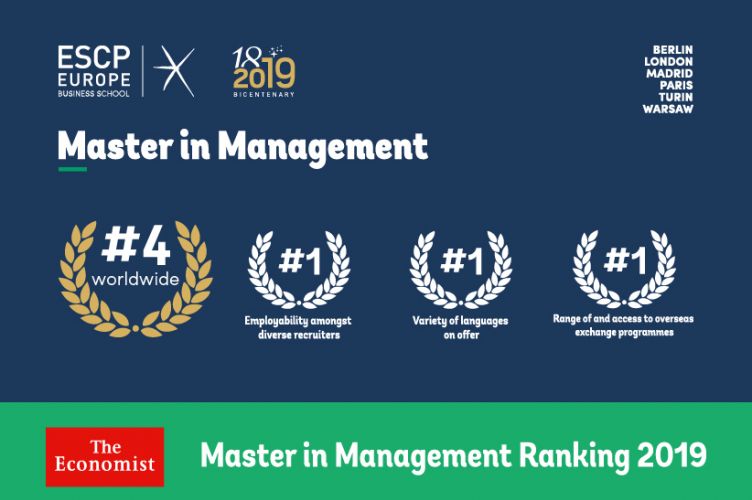 Master in Management Ranking 2019, ESCP