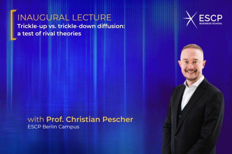 A photo of Prof. Christian Pescher, along with information about his Inaugural Lecture at ESCP 