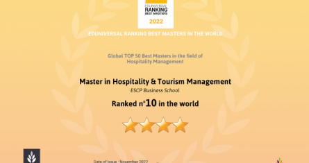 MSc in Hospitality & Tourism Management Ranks 10th best Worldwide
