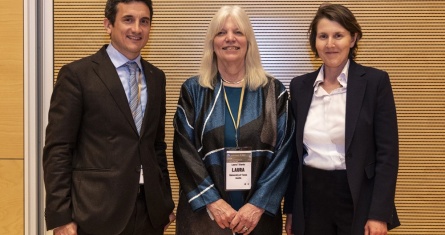 Santiago Barraza, Laura Starks and Alberta Di Giuli at the 2024 FMA European Conference in Turin