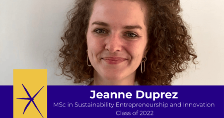 A photo of Jeanne Duprez, alumna of the Master in Sustainability Entrepreneurship and Innovation