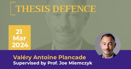 Public defence of thesis by Valéry Antoine Plancade on 21 March 2024, at ESCP Business School