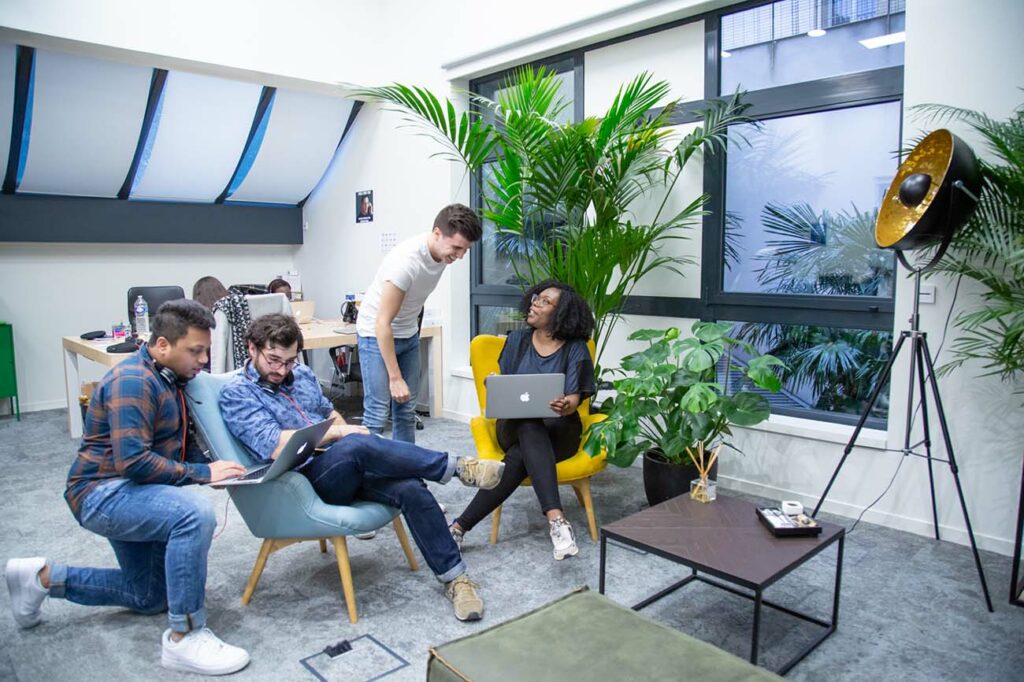 Photo of members of the Aircall team in the office.