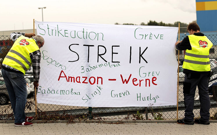 Workers in Polish warehouses “choked” Amazon through organized slowdowns in support of and coordination with strikes in Germany. © Pluto Press