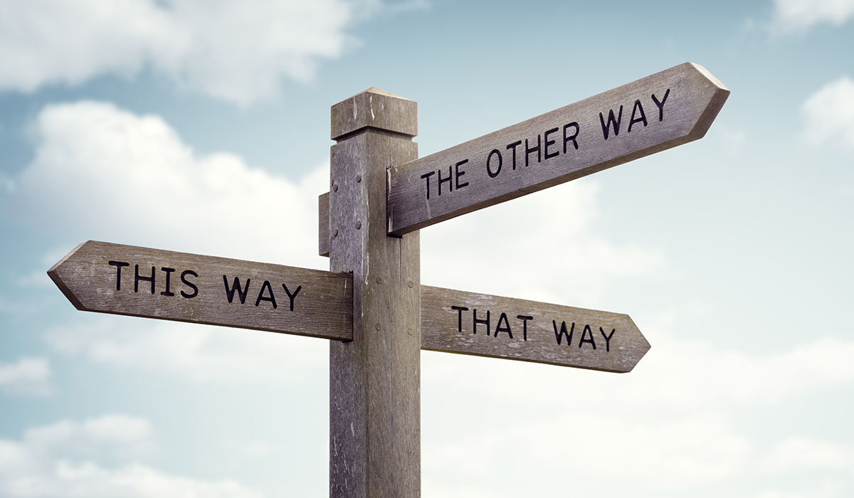 Which way to go road sign