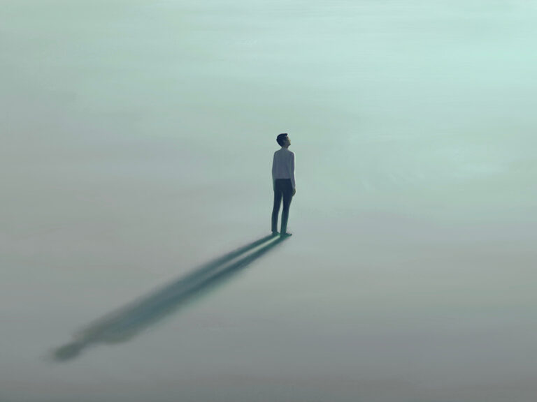 Lonely young man with the light. painting illustration, © Jorm Sangsorn / Shutterstock