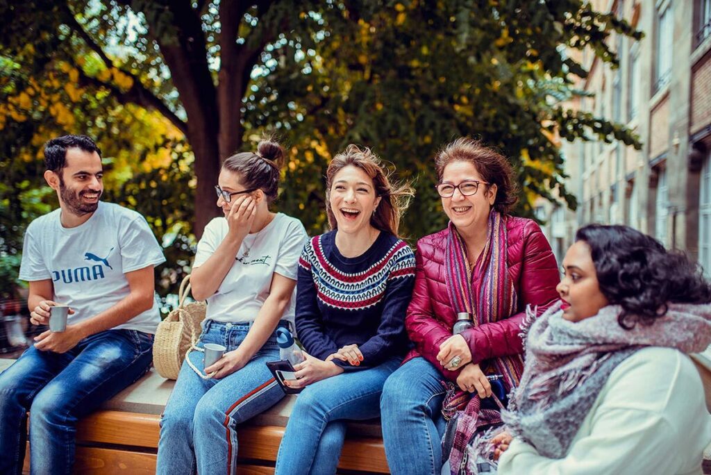Refugees having fun