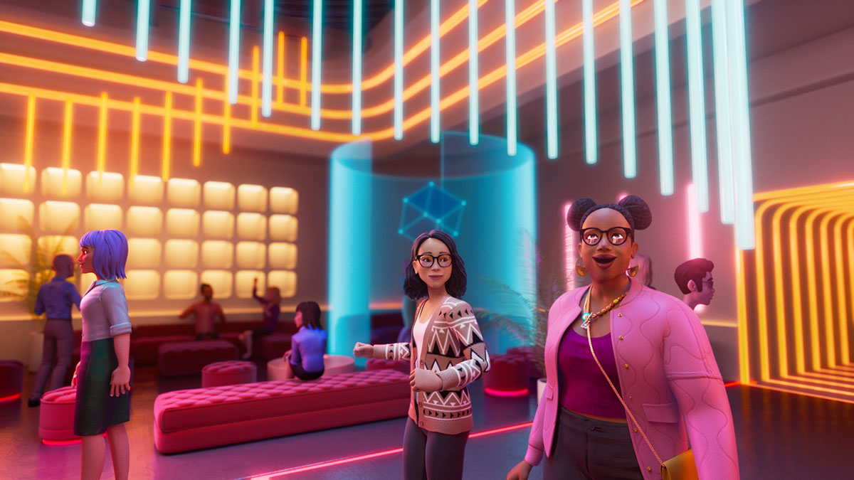 Photo of two avatars discovering Facebook's Metaverse.
