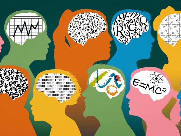 Heads filled with different thoughts and ideas to demonstrate neurdiversity