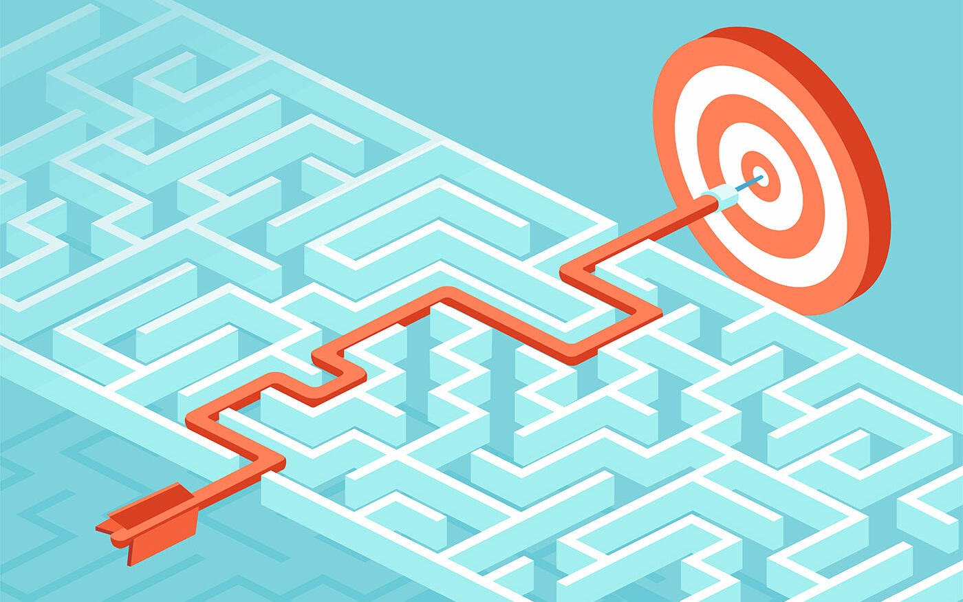 ©Fiodora Ciosera/iStock Image of a dart going through a maze to reach the target