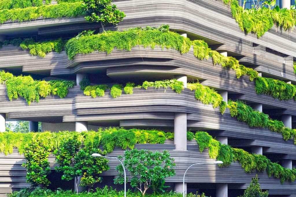 Parking lot with garden. Photo by 贝莉儿 DANIST on Unsplash