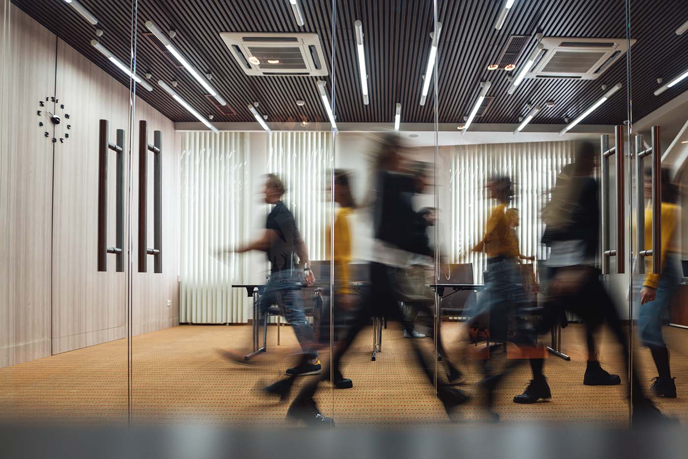 Group of office employees at coworking center.