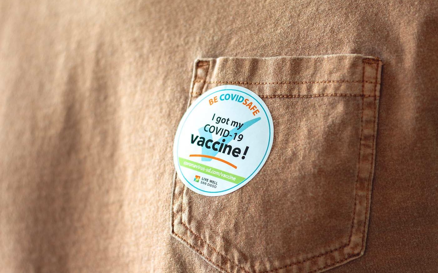 Marisol Benitez/Unsplash Picture of an "I got my Covid-19 vaccine" sticker