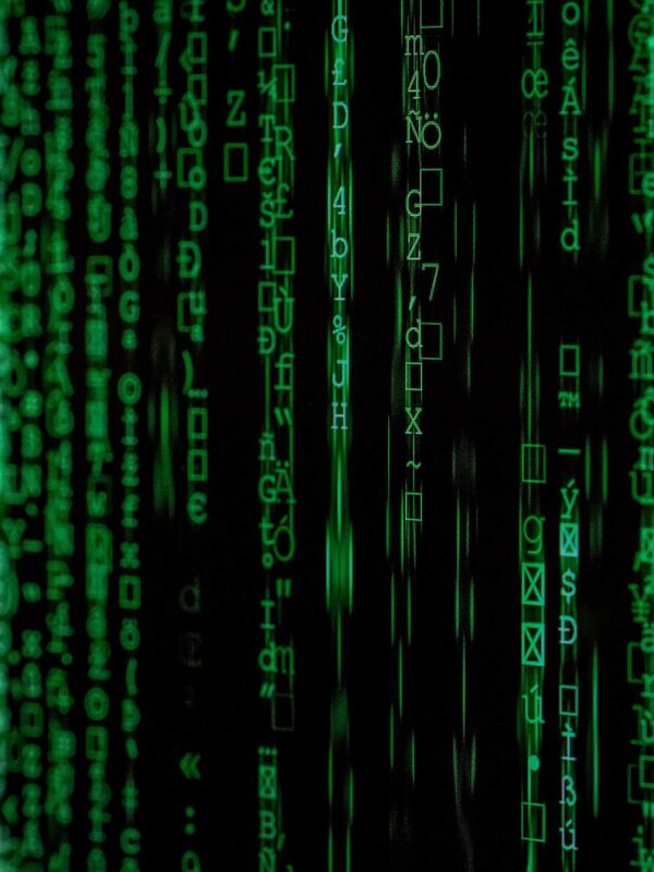 Green numbers and symbols on a screen