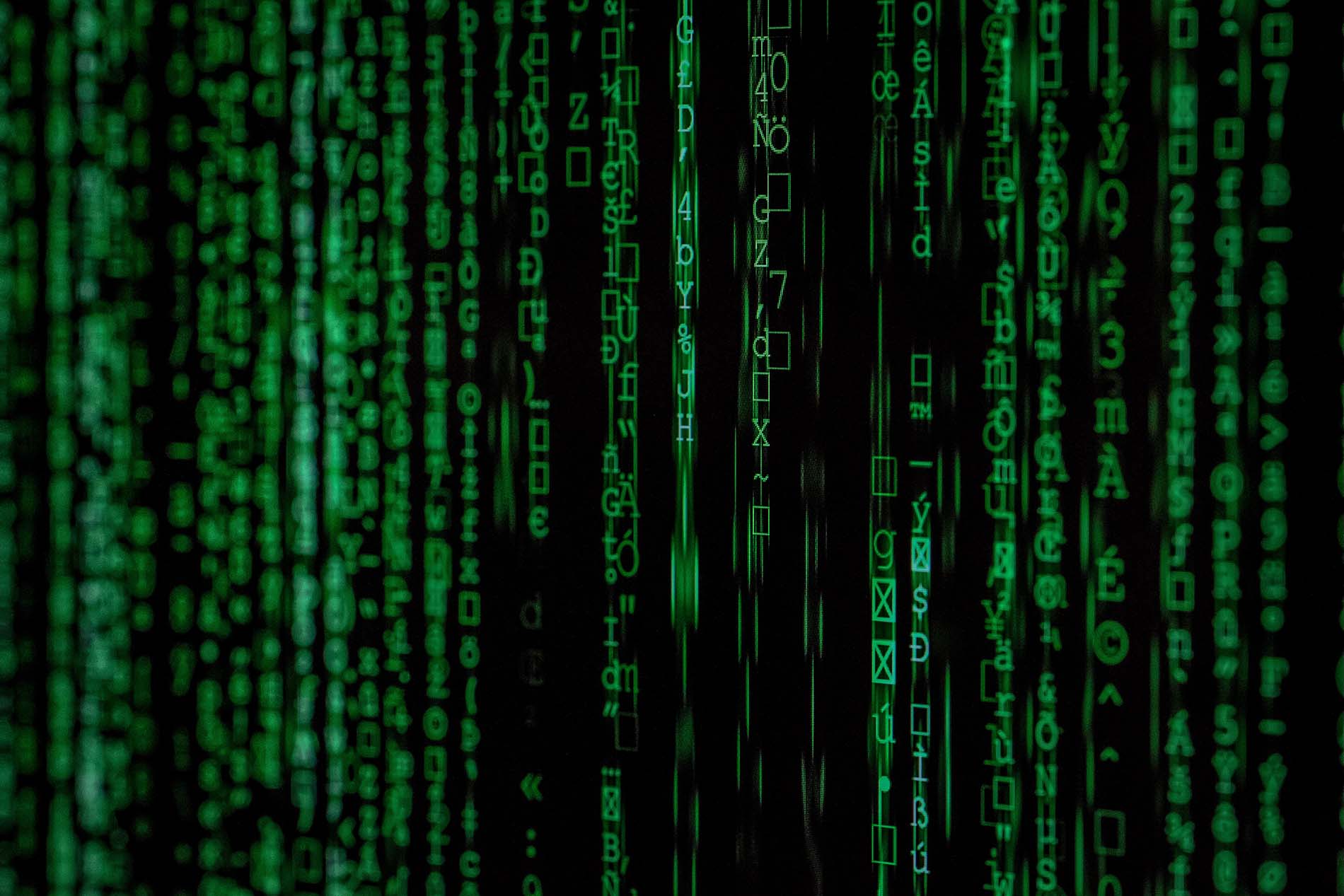 Green numbers and symbols on a screen