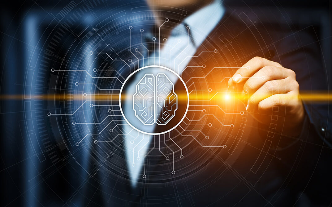 Sikov-AdobeStock Business Leader interacting with Artificial intelligence