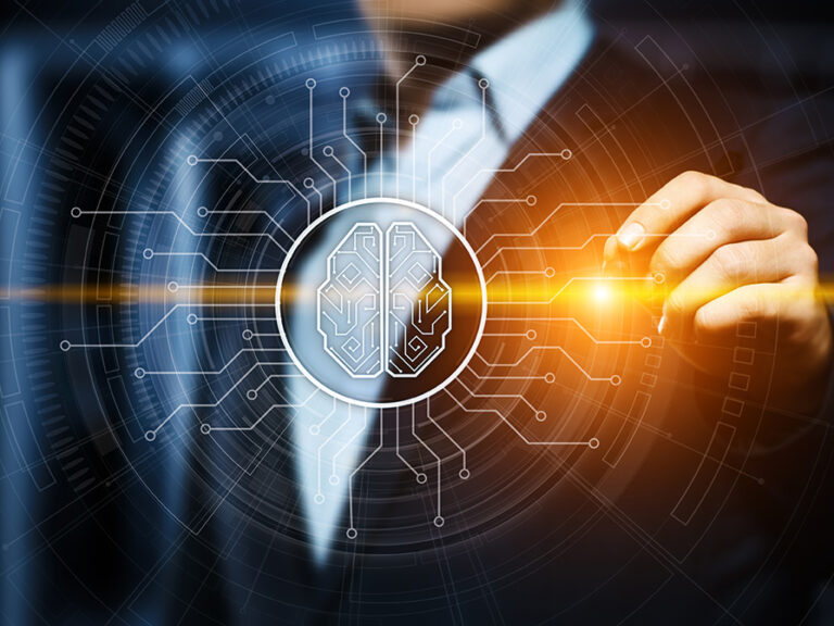 Business Leader interacting with Artificial intelligence