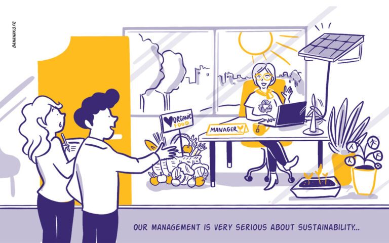 Illustration of Sustainability Tag, ©Bananako.fr for The Choice Illustration of Sustainability Tag, ©Bananako.fr for The Choice