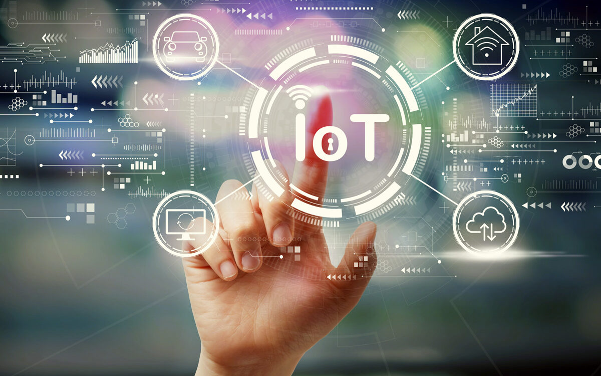 Tierney-AdobeStock IoT theme with a hand pressing a button