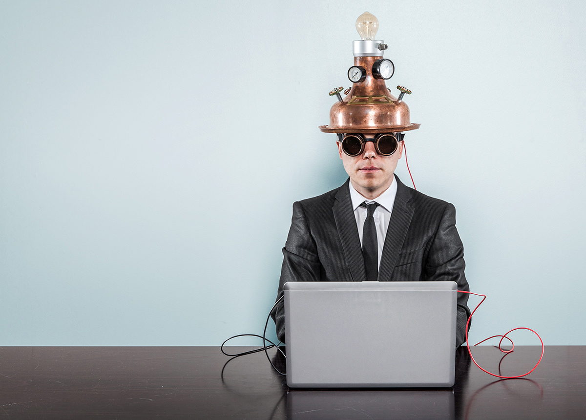 Vintage businessman sitting at office desk