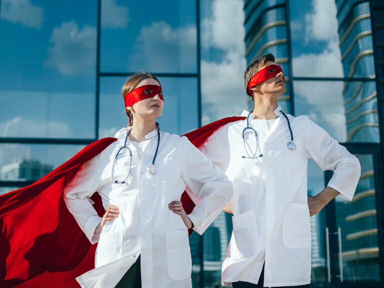 Doctors dressed as superheroes