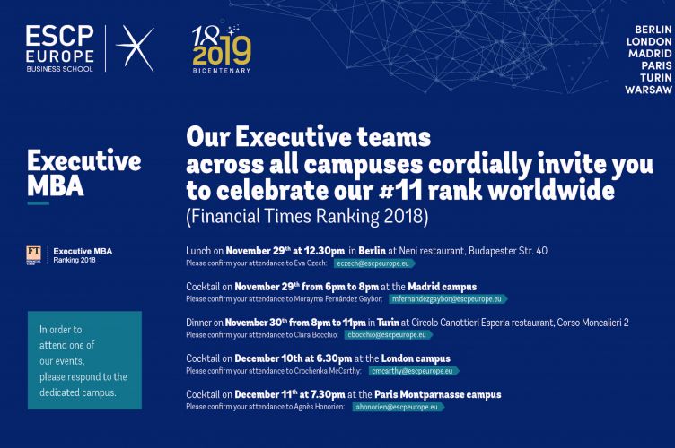 Executive MBA FT Ranking 2018 Celebration - Madrid