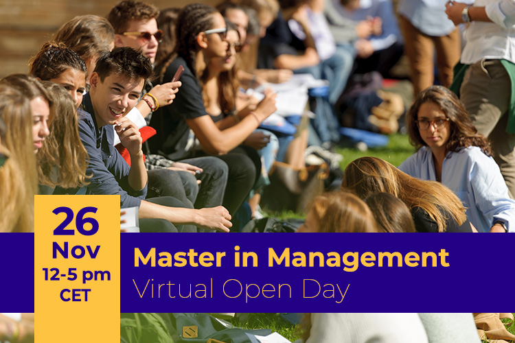 Students sitting outside the building - 26th Nov 12-5:30 pm (CET) - Master in Management Virtual Open Day